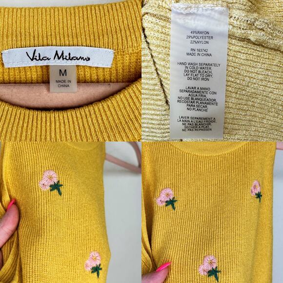 Vila Milano Daisy Floral Embroidered Ribbed Knit Halter Tank Top Bundle Medium - Picture 12 of 16